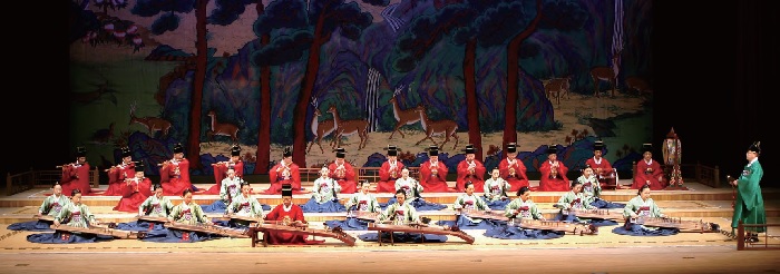 Performance of Yeomillak (“Joy of the People”), court music composed during the reign of King Sejong in the 15th century.