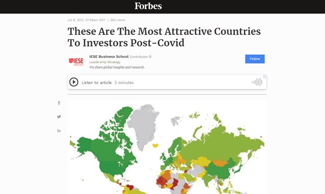 Forbes : la Corée dans le top 10 des pays les plus « attractifs » du monde pour les investissements