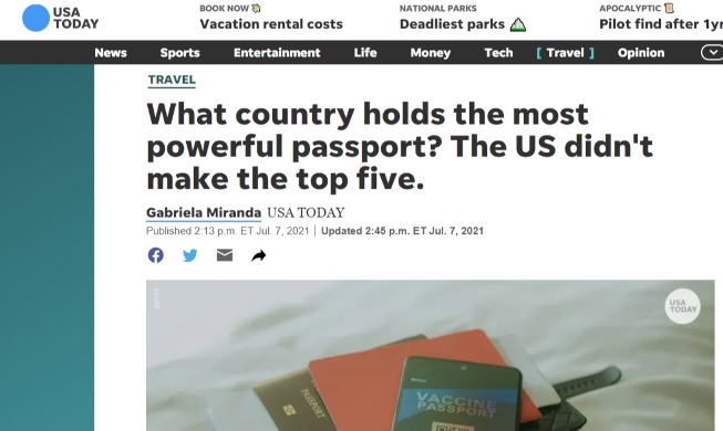 USA Today : « le passeport sud-coréen est le troisième plus puissant du monde »