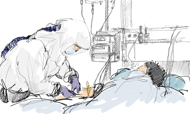 Un infirmier en soins intensifs qui dessine des héros sur le front de l’épidémie