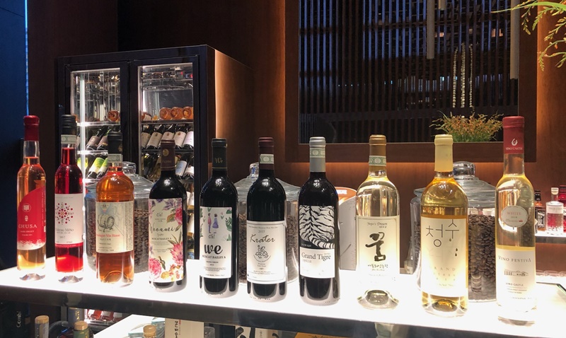 Vins coréens vendus à JW Marriot Hotel Seoul. © Gwangmyeong Wine Cave