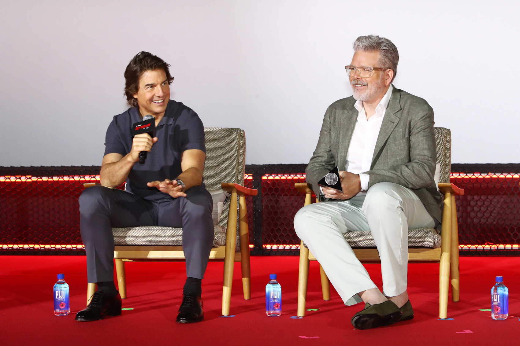 Tom Cruise et Christopher McQuarrie lors de la conférence de presse Mission impossible : Dead Reckoning, partie 1, au Lotte Cinema World Tower, à Séoul, le 29 juin 2023. © Lotte Entertainment 