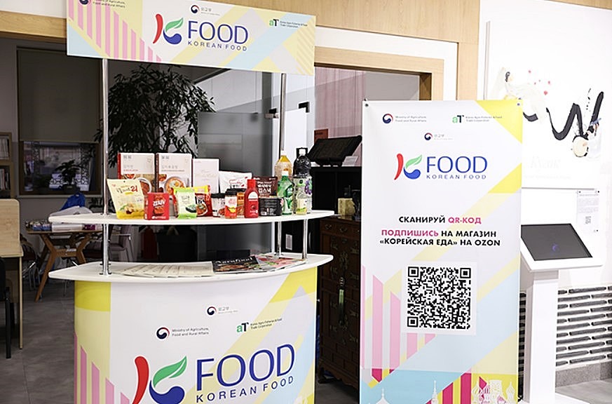 Le stand promotionnel de la K-food du ministère de l’Agriculture au festival du kimchi organisé par le centre culturel coréen de Moscou en novembre dernier. © Centre culturel coréen de Moscou