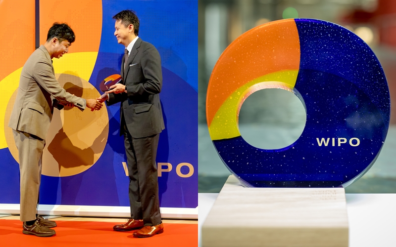 Le président d’Aetech, Taehyung Park, est récompensé lors de la remise des Prix mondiaux de l’Organisation mondiale de la propriété intellectuelle 2024, à Genève, en Suisse, le 12 juillet 2024. © Aetech