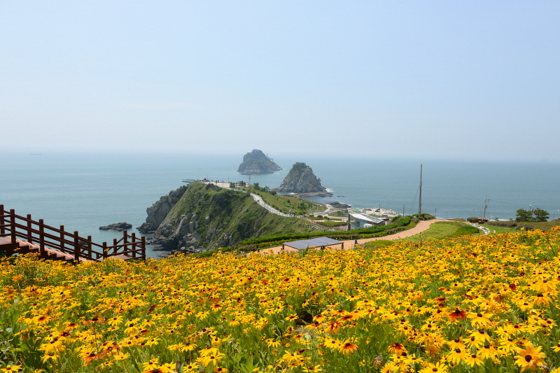 Le Oryukdo Sunrise Park de Busan qui marque le début du Haeparang Trail et du Namparang Trail. © Durunubi