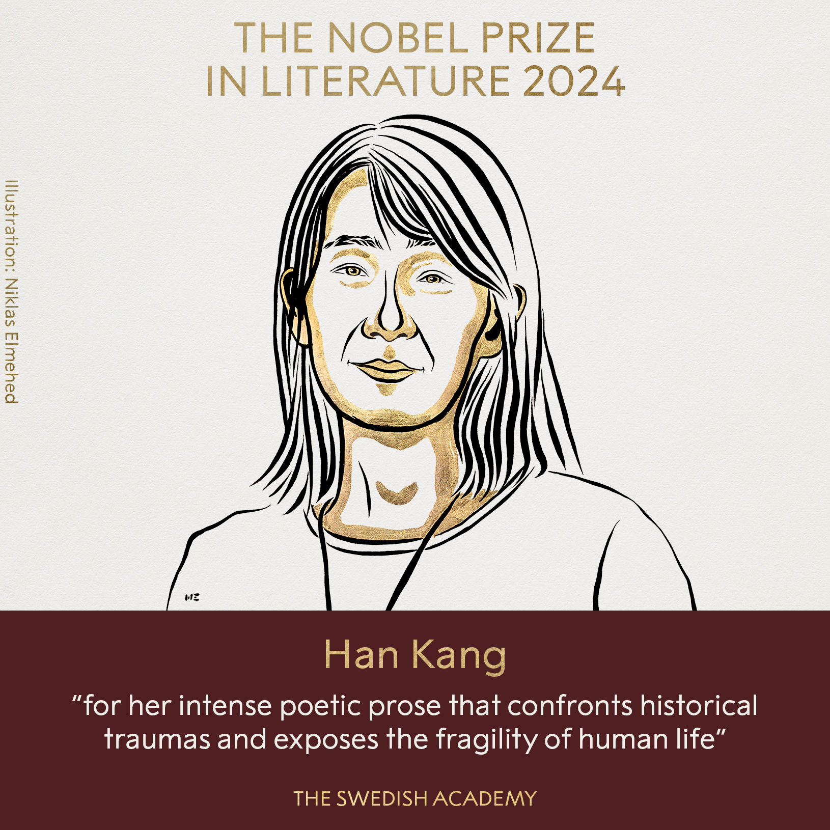 Han Kang est la 18e écrivaine récompensée par un prix Nobel de littérature. © Compte Facebook du prix Nobel