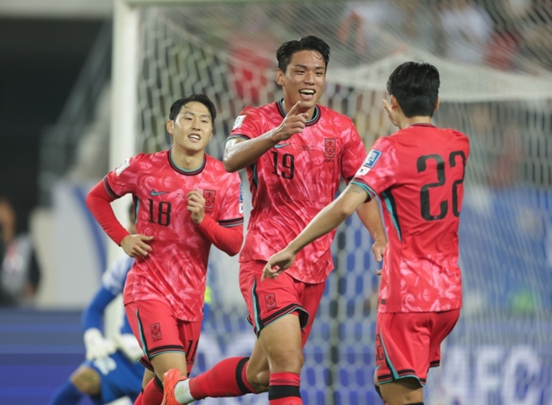 L’attaquant Oh Se-hun après son but contre l’Irak, au stade Mireu de Yongin, le 15 octobre 2024. © Fédération coréenne de football