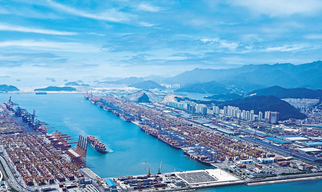 Vue aérienne du nouveau port de Busan. © Busan Port Authority