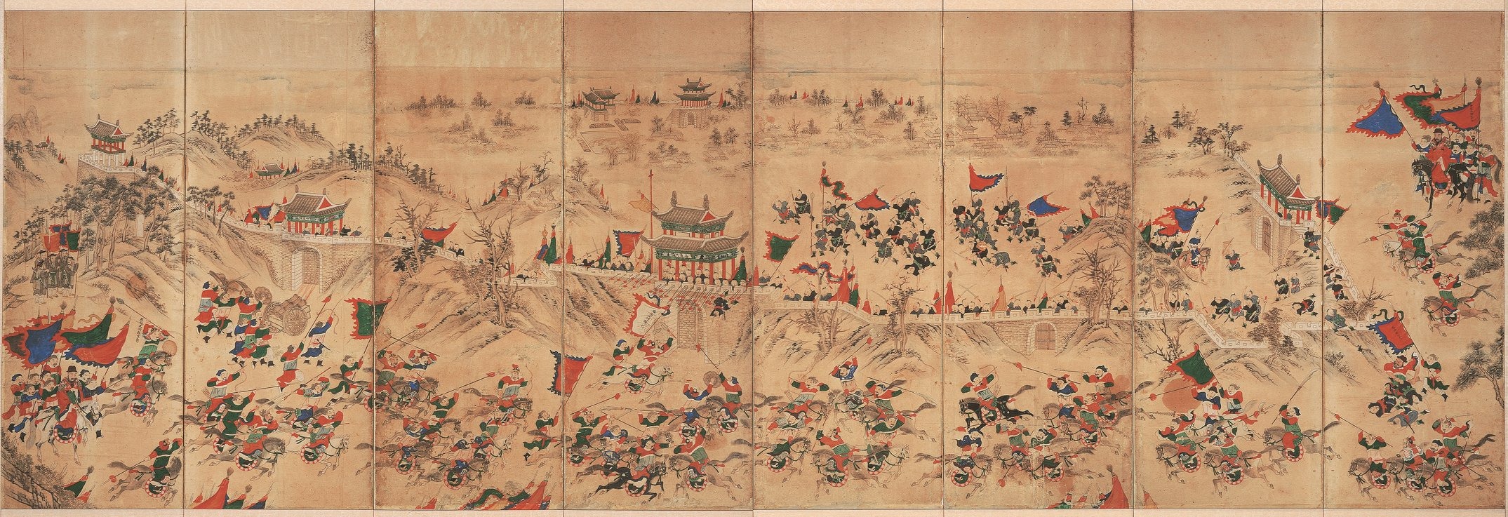 Une carte du siège de la muraille de Pyeongyang, en 1593, dessinée au 19e siècle. © Musée national de Corée