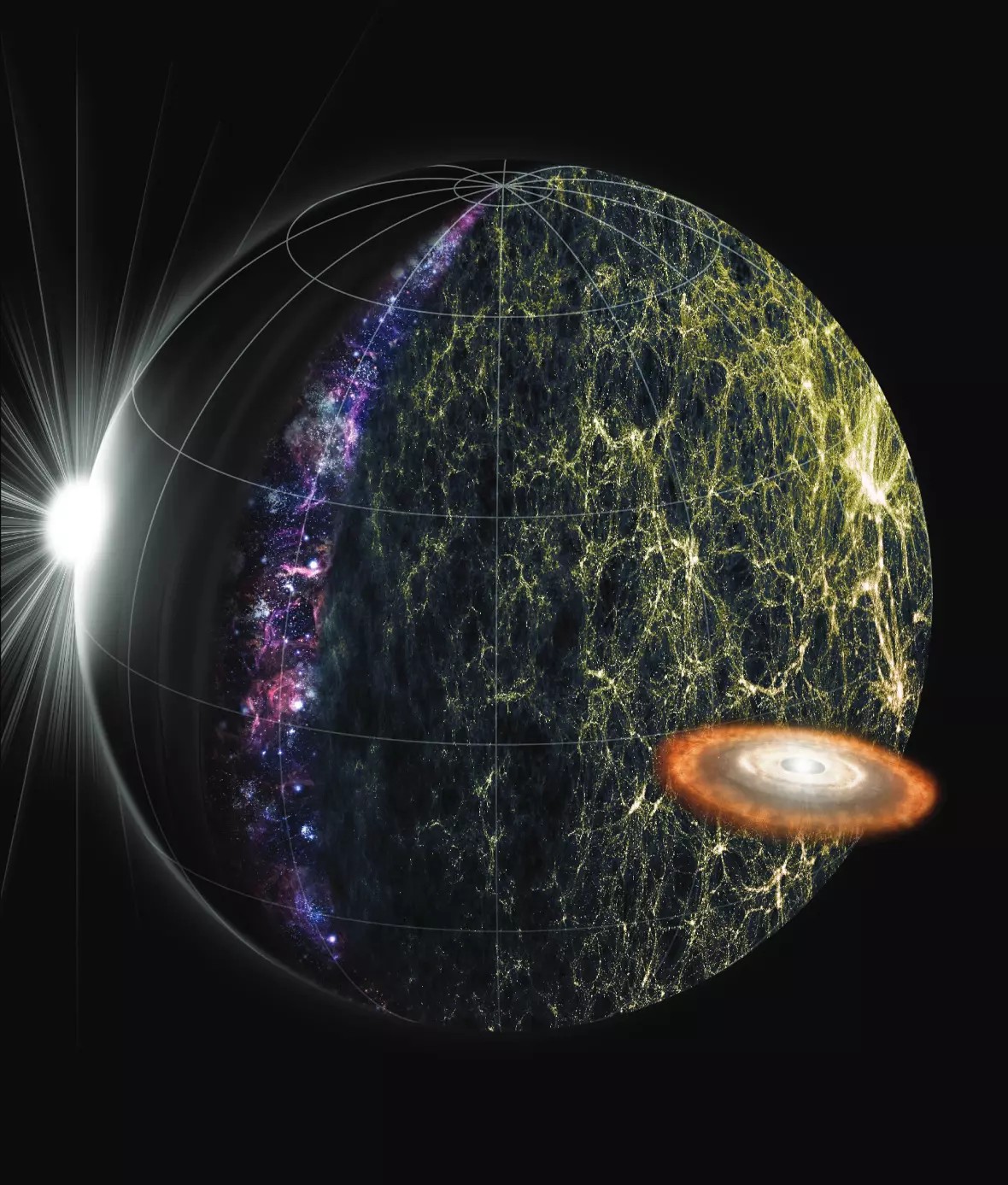 Perspective de la carte infrarouge tridimensionnelle de l'univers avec les représentations des objets observés par SPHEREx à une distance de 650 kilomètres de la surface terrestre. © Administration coréenne aérospatiale