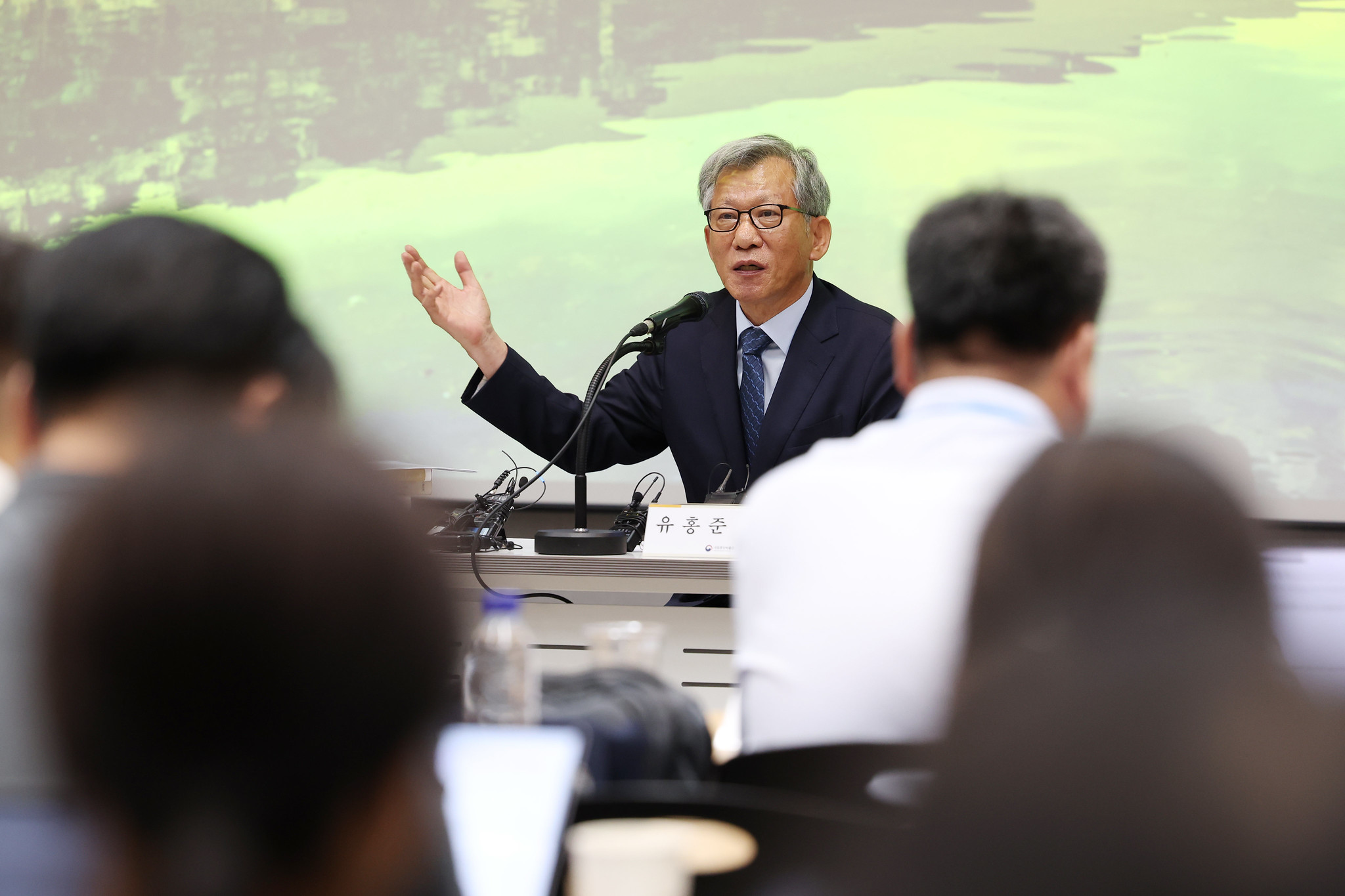 Le nouveau directeur du musée national de Corée, You Hong June, lors d’une conférence de presse, le 24 juillet 2025. © Lee Jeong Woo / Korea.net