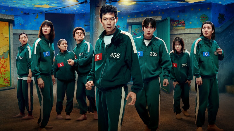 Une partie du casting de « Squid Game ». © netflix