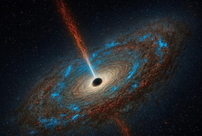 Une représentation de la galaxie Blue DOG. © Institut coréen d'astronomie et de science spatiale