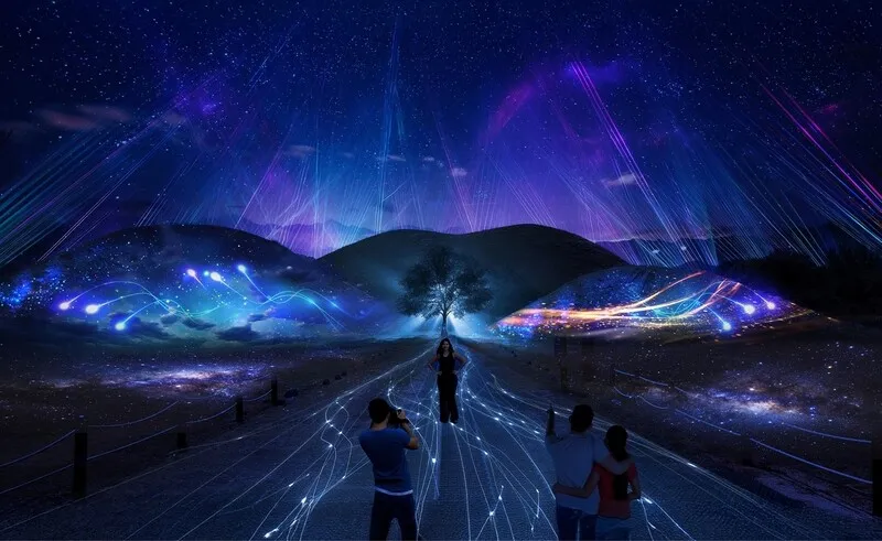 Un spectacle de lumières dans les tombeaux de Daereungwon. © Municipalité de Gyeongju