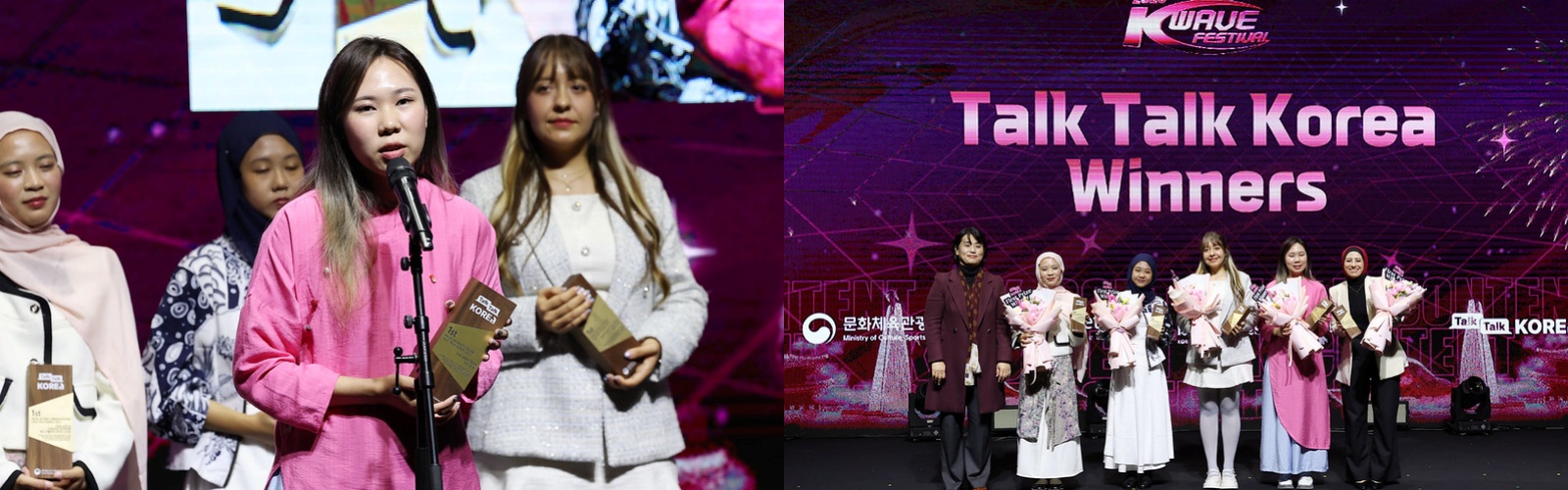 Hai Anh, laur&eacute;ate du concours Talk Talk Korea, prend la parole lors du K-Wave Festival 2025, &agrave; S&eacute;oul, le 8 novembre 2025. &copy; Lee Jeong Woo / Korea.net