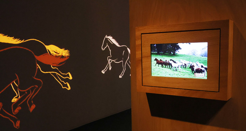 Une installation vidéo sur les chevaux de l’île de Jeju au musée folklorique national de Corée, à Séoul. © Park Daejin / Korea.net