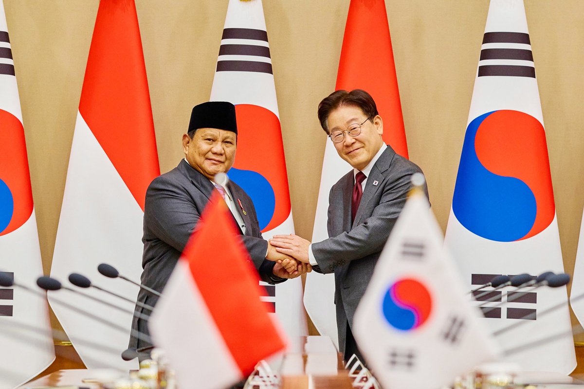 Les pr&eacute;sidents Lee Jae Myung et Prabowo Subianto, au complexe pr&eacute;sidentiel de Cheong Wa Dae, &agrave; S&eacute;oul, le 1er avril 2026. &copy; Cheong Wa Dae