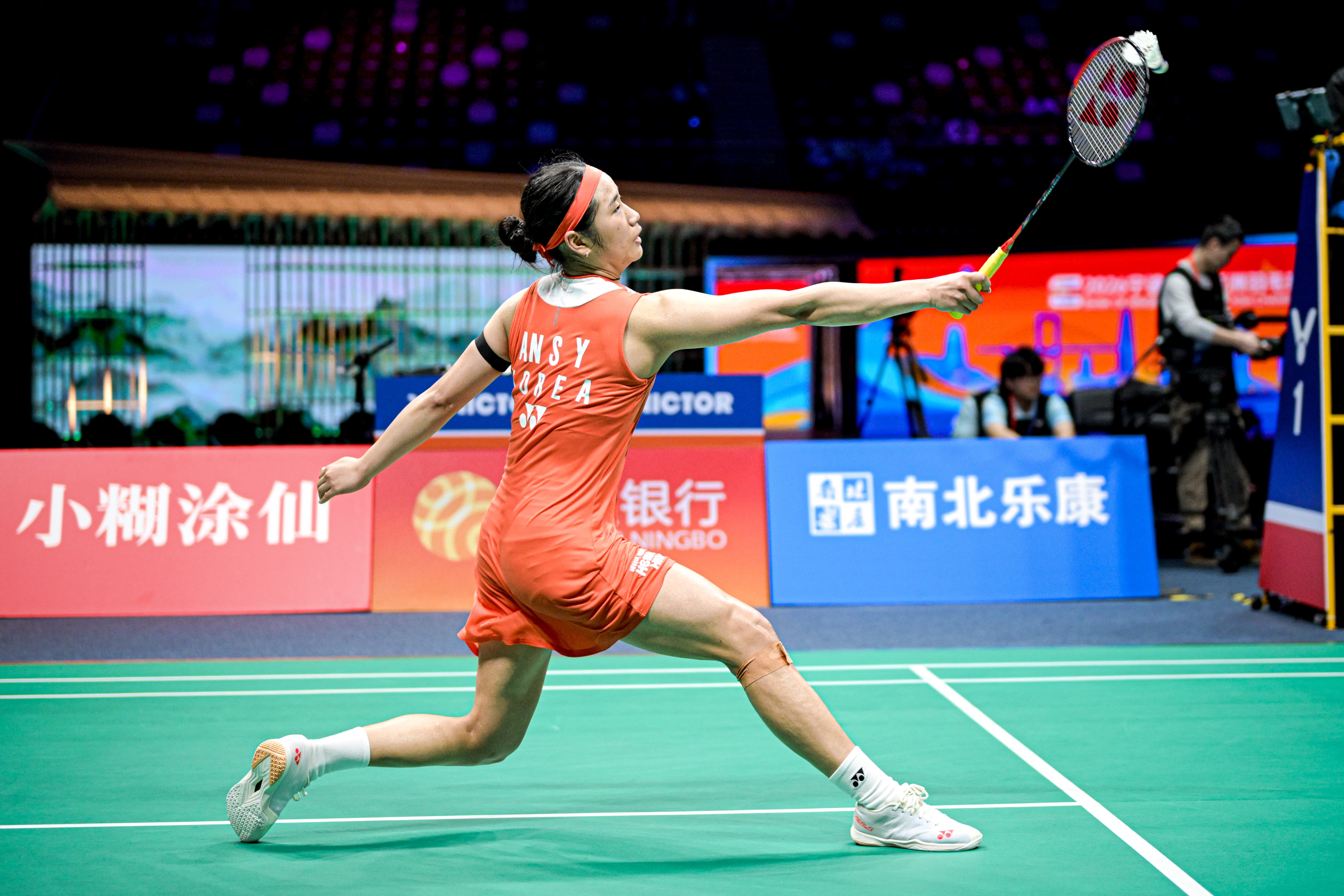 An Se-young lors de la finale du simple dames des championnats d&rsquo;Asie de badminton organis&eacute;e &agrave; Ningbo, en Chine, le 12 avril 2026. &copy; Agence de presse Yonhap