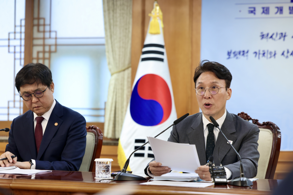 Le Premier ministre Kim Min-seok s'exprime lors d'une réunion organisée au Complexe gouvernemental de Séoul, le 11 mai 2026. © Office for Government Policy Coordination, Prime Minister's Secretariat