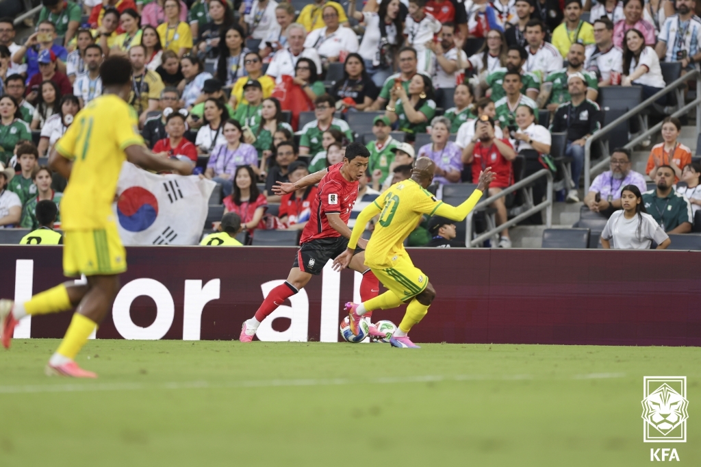 Hwang Hee-chan lors du troisième match de la Corée en Coupe du Monde de la FIFA 2026 contre l’Afrique du Sud, au stade de Monterrey, le 24 juin 2026. © Fédération coréenne de football