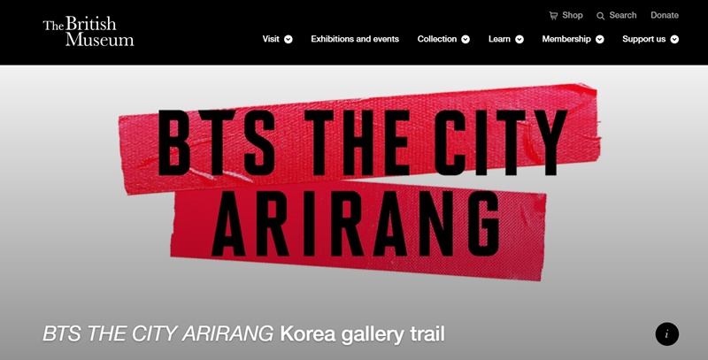 L’affiche du projet BTS THE CITY ARIRANG © Capture d'écran du site officiel du British Museum