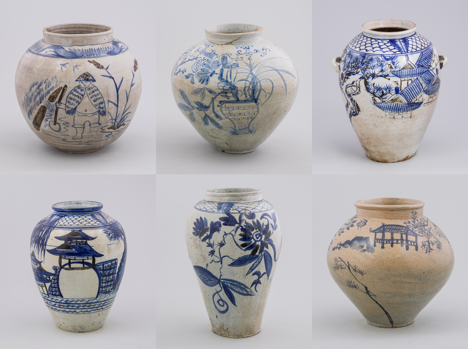 Une collection de jarree produites &agrave; Haeju au d&eacute;but du XXe si&egrave;cle. Elles se caract&eacute;risent par des motifs libres et vivants tels que des pivoines, des poissons et des chrysanth&egrave;mes. &copy; National Folk Museum of Korea