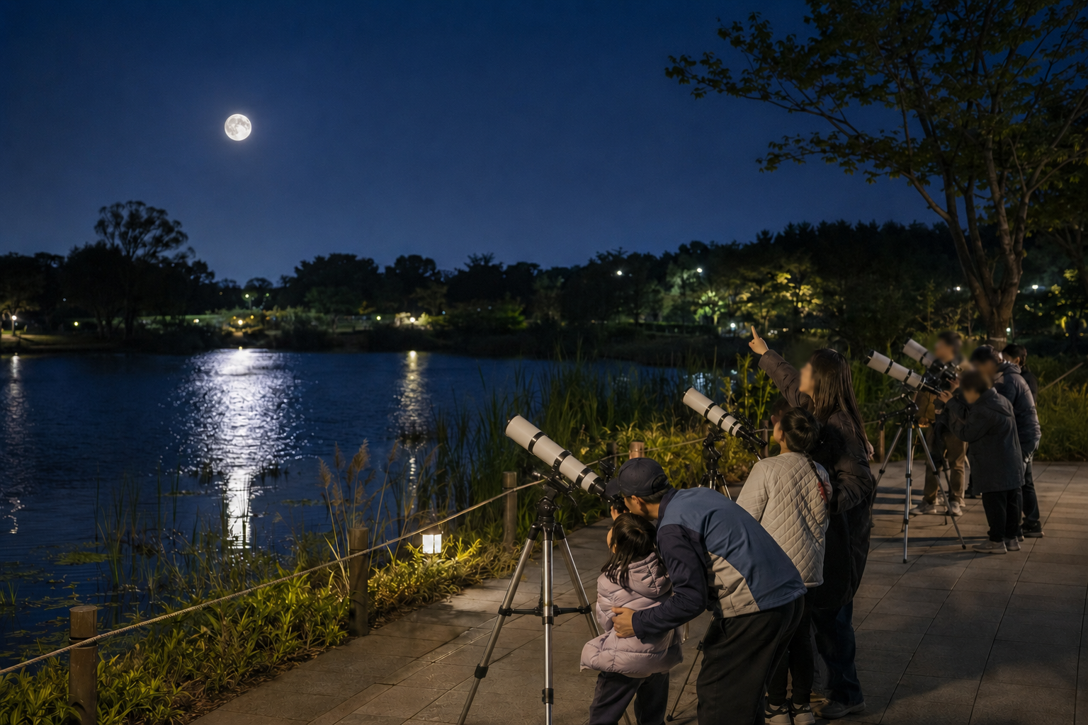 Des t&eacute;lescopes permettent d&rsquo;observer les &eacute;toiles et la lune depuis le World Cup Park, dans le quartier de Mapo, &agrave; l&rsquo;ouest de S&eacute;oul. &copy; Ville de S&eacute;oul