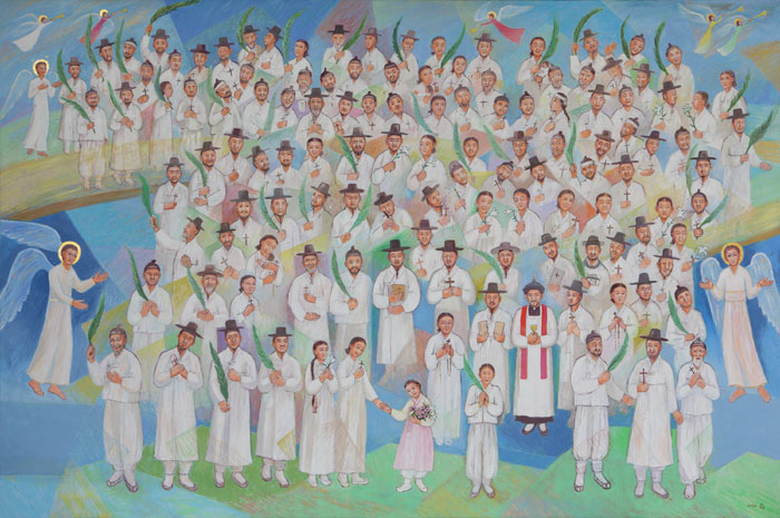 16일 시복식에서 공개된 124위 복자의 전체 초상회. 김형주 이멜다 화백이 그렸다.