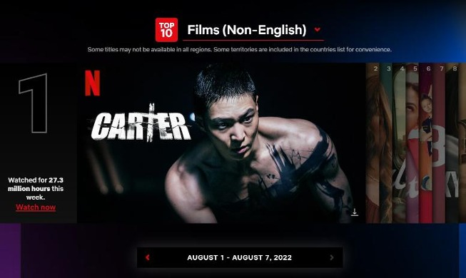 Netflix : Le film « Carter » et la série « Extraordinary Attorney Woo » arrivent en tête du classement