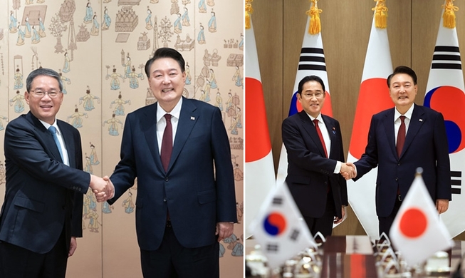 Yoon Suk Yeol rencontre les Premiers ministres chinois et japonais avant la tenue d'un 9e sommet trilatéral