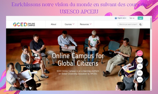 Enrichissons notre vision du monde en suivant des cours du UNESCO APCEIU !