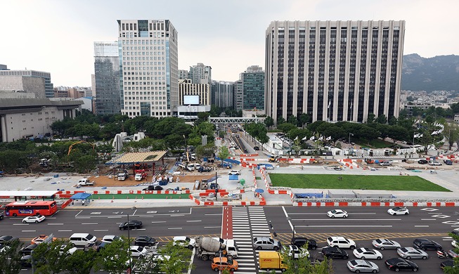 La place Gwanghwamun avant sa grande réouverture