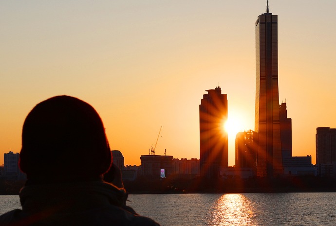 Coucher de soleil sur Yeouido