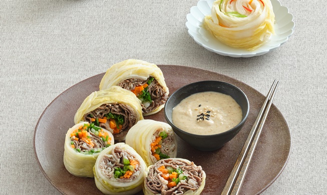 Comment manger du kimchi ? - Rouleaux de bœuf au kimchi blanc