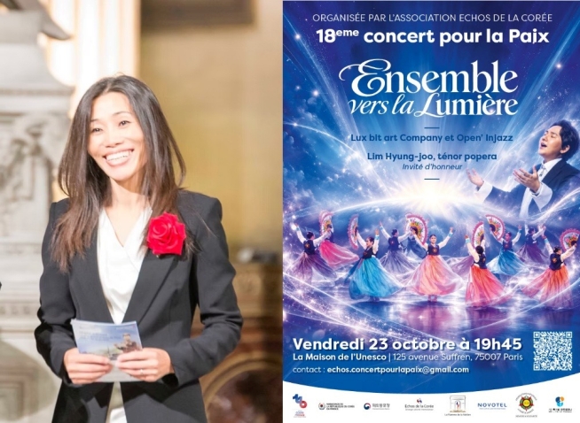 Ensemble vers la lumière : le souhait de Mia Lee Dervout, présidente d’Échos de la Corée, à l’occasion du 18e concert pour la paix