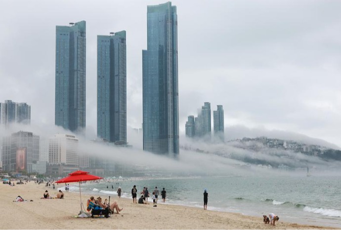 Haeundae dans le brouillard