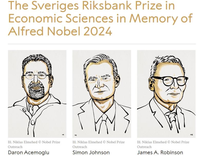 Les lauréats du prix Nobel d’économie 2024. © Capture d’écrain du site du prix Nobel