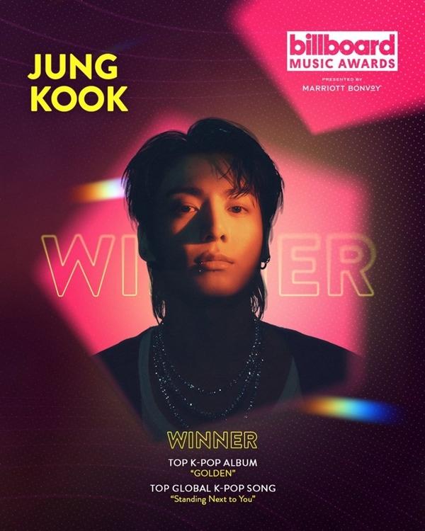 Jungkook rafle deux prix aux Billboard Music Awards 2024. © Billboard Music Awards