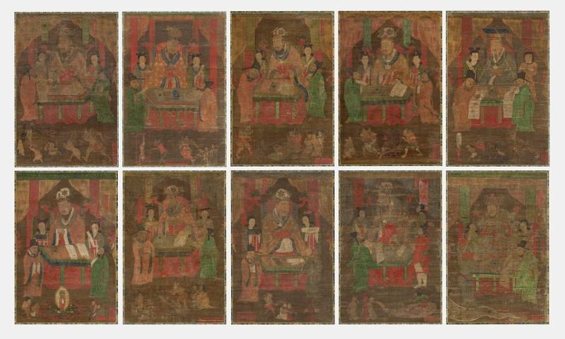 La collection de tableaux représentant les dix rois des enfers, datant du début de la dynastie Joseon. © Service du patrimoine coréen