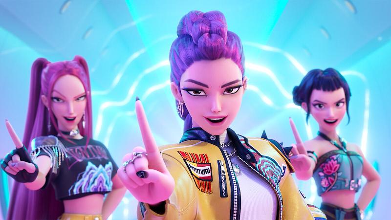 Le trio Huntrix, du film d’animation « KPop Demon Hunters ». © Netflix