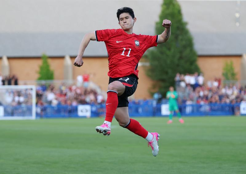 Lee Dong-gyeong lors d’un match amical contre le Salvador, à Provo, dans l’Utah, le 3 juin 2026. © Agence de presse Yonhap